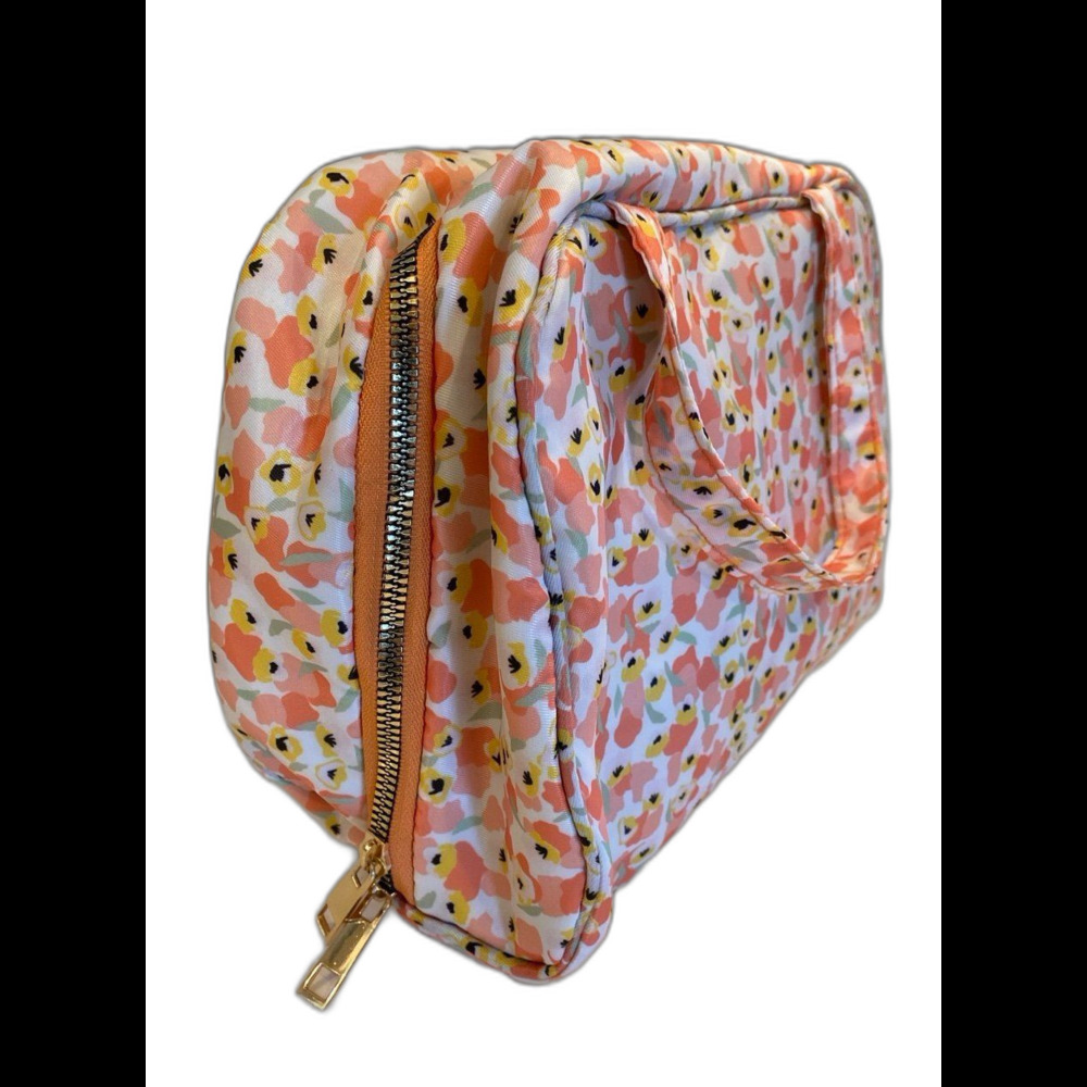Floral Makeup & Accessory Travel Bag Large Open‎ See Through Compartments ? New
